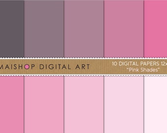 Solid Color Digital Paper 'Pink Shades' Printable Scrapbook Papers for Digital Scrapbooking, Paper Crafting, Edible Papers, Backgrounds...
