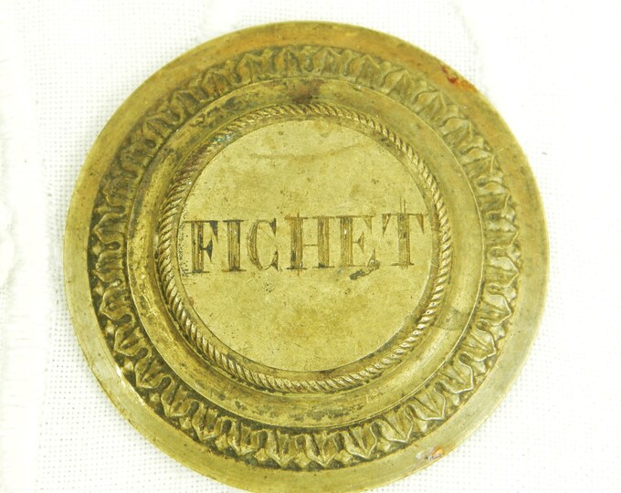 Antique French Brass Metal Molding Engraved "Fichet" / Retro Vintage Home Interior / Chateau Chic / Shabby Chic / Diy Improvement / France