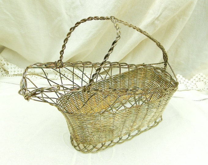 Vintage French Silver Plated Wire Wine Basket / Dining / Tableware / Dinner Party / Restaurant / Kitchenware / Wine Serving / Bottle Basket Vintage French Silver Plated Wire Wine Basket / Dining / Tableware / Dinner Party / Restaurant / Kitchenware / Wine Serving / Bottle Basket