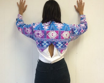 Vintage Rodeo Shirt / Western Shirt / Rodeo Queen / 1990s 90s Rodeo Shirt / Southwestern/ Crop Top