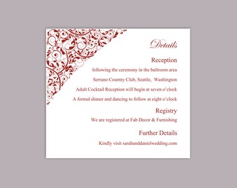 DIY Wedding Details Card Template Editable by TheDesignsEnchanted