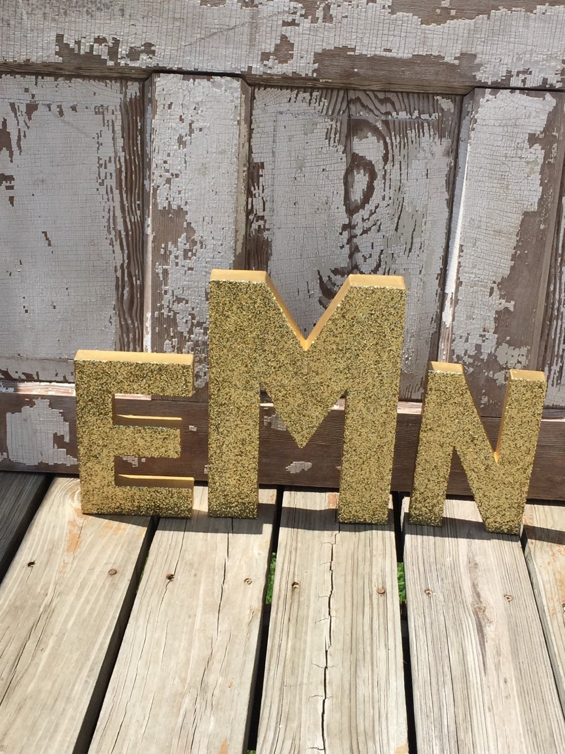 Gold Glitter Stand Up Decorative Monogram Letters