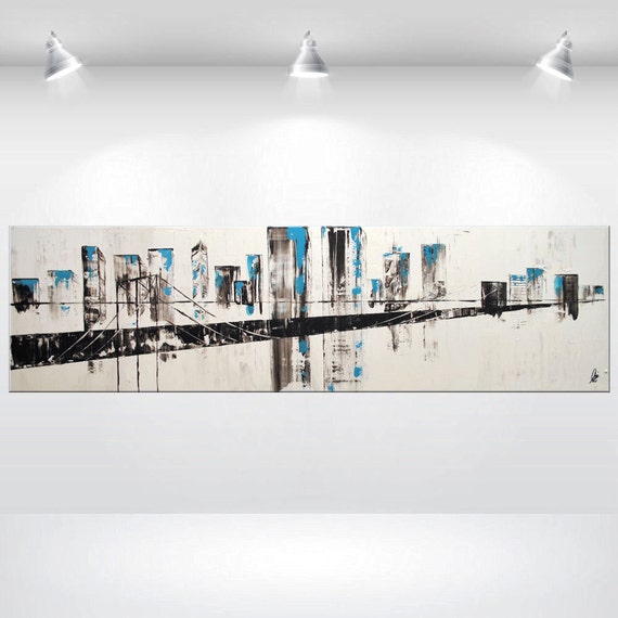 72 Acrylic Large Abstract Painting Skyline Urban By EttisGallery