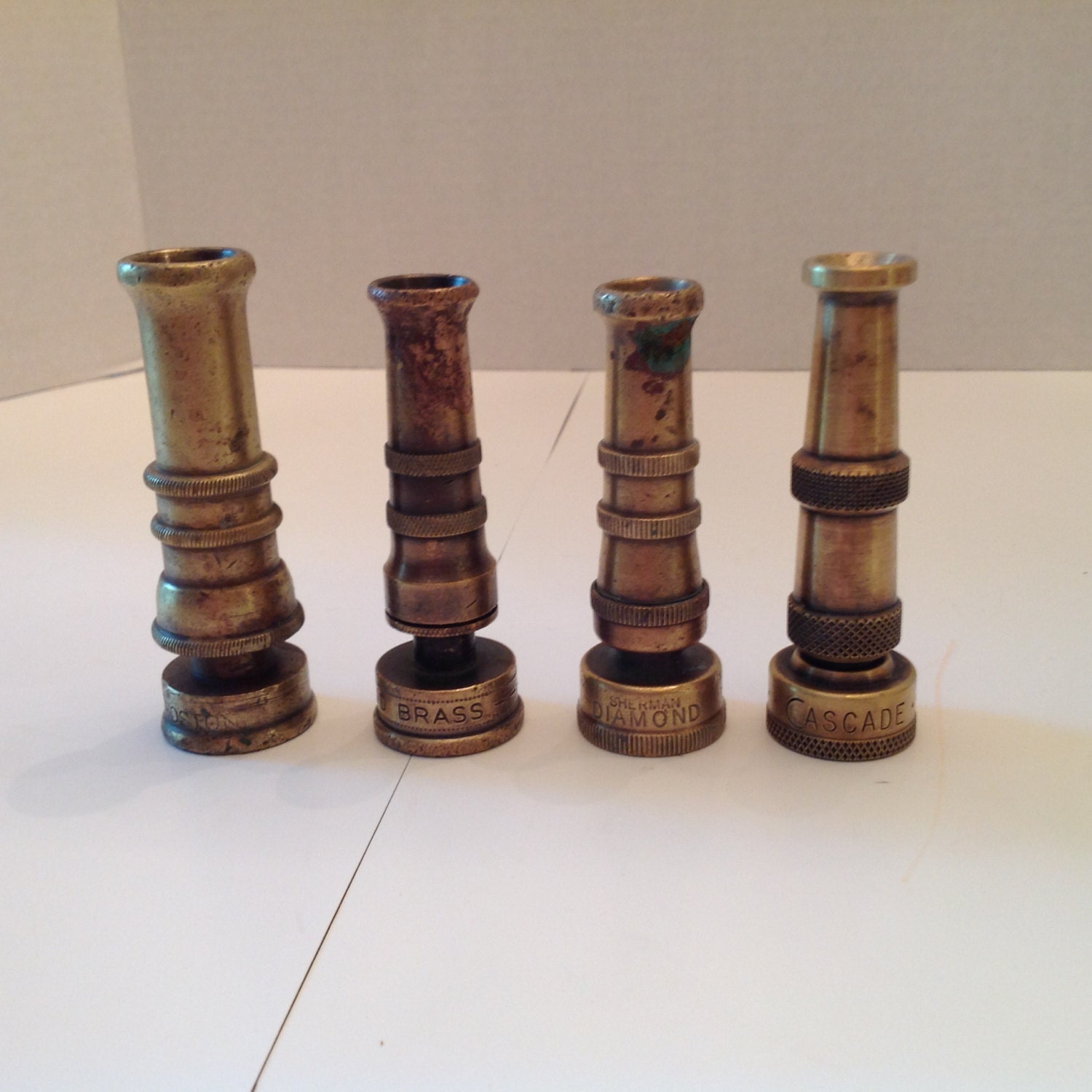 Garden Hose Nozzles 4 Vintage Solid Brass All Different