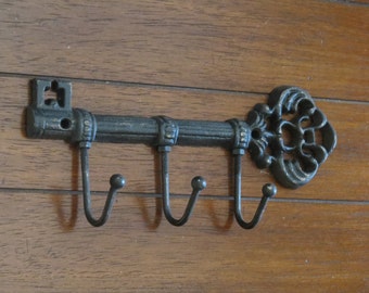 Key Holder / Skeleton Key Rack / Cast Iron Wall Hook / Key Hanger / Foyer Entrance Key Rack / Black or Pick Your Color / Housewarming Gift