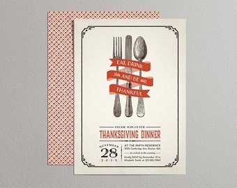 Printable Thanksgiving Invitations - Vintage Thanksgiving Invitation
