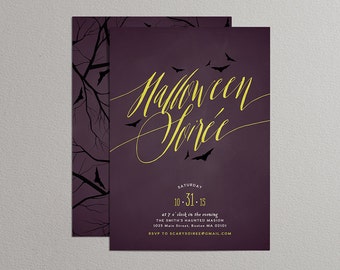 Printable Halloween Invitation - Halloween Soiree Invitation - Halloween Soirée Invitation - Spooky Soirée (Purple)