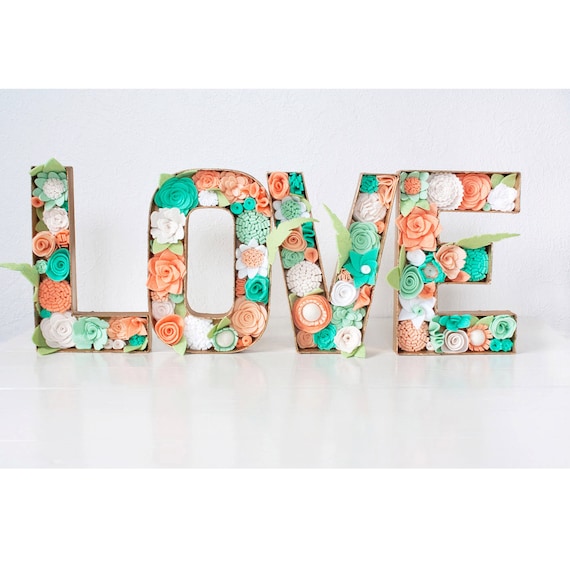 Felt Floral Letters - "LOVE" with Felt Flowers