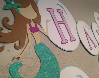 Mermaid Banner, Under the Sea Banner, Mermaid Backdrop, Bubble Backdrop