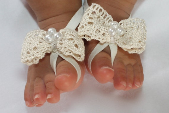 Beige Barefoot Sandal Baby Barefoot Sandal Baby by AllBabyGirls