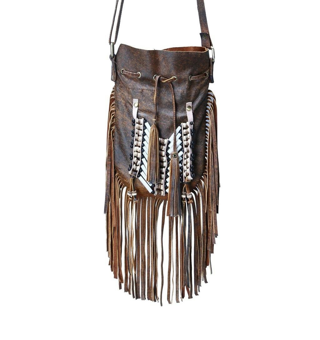 N48P Antique Brown Indian leather Handbag Native American