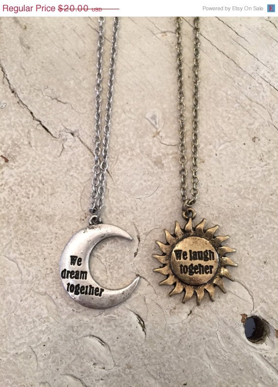 Sale Best Friend Necklace Sun And Moon Necklace Friendship Necklace Sun Necklace Moon 0941