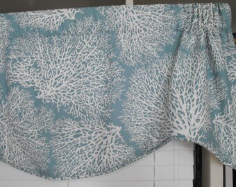 Window Treatment valance, spa blue valance, sea mist valance, sea coral valance, beach valance