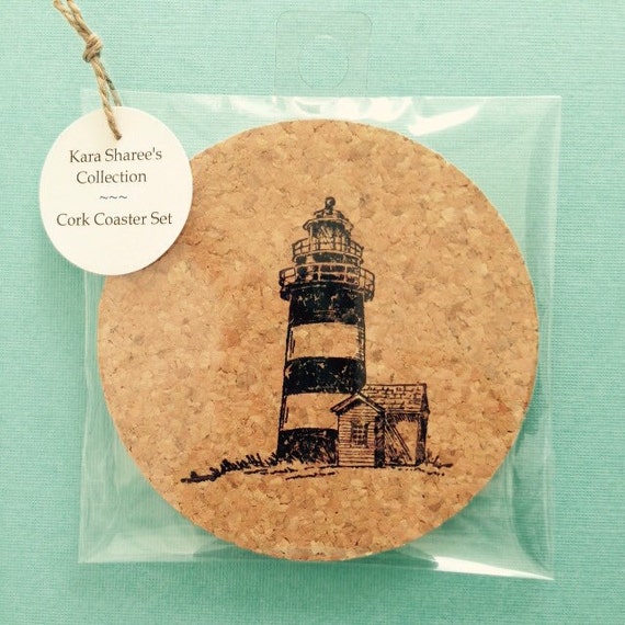 Lighthouse Coasters Cork Coasters Coaster by KaraShareeCollection