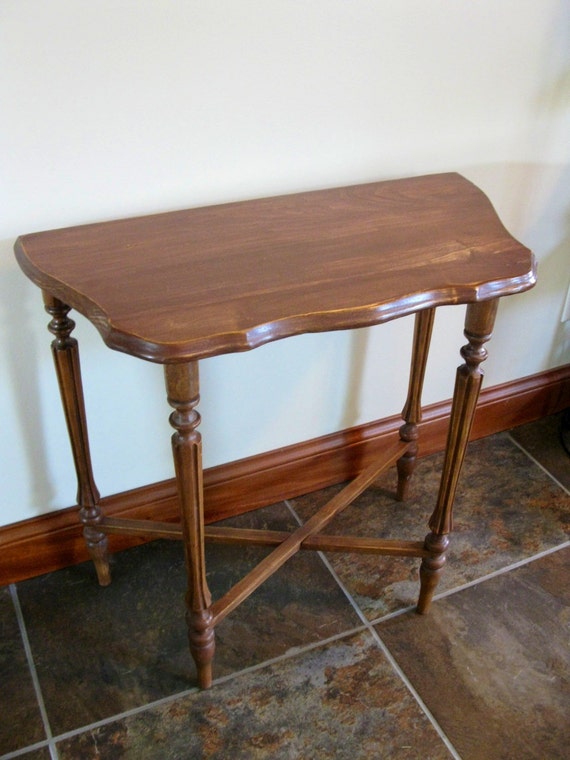 Vintage Half Moon side table accent table small wood table