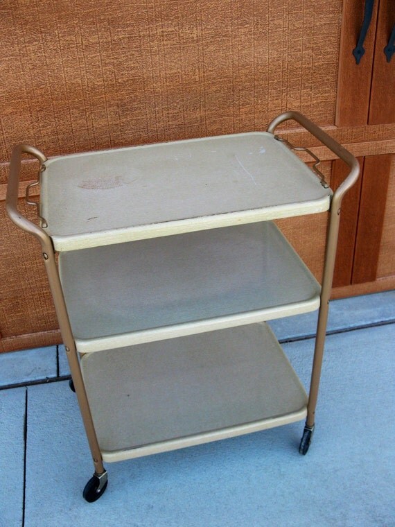 Vintage COSCO Rolling Cart with Lift out Top Tray metal