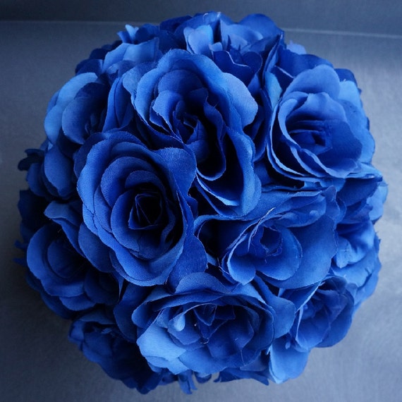 Silk kissing pomander flower ball 10 ROYAL BLUE by CODWholesale