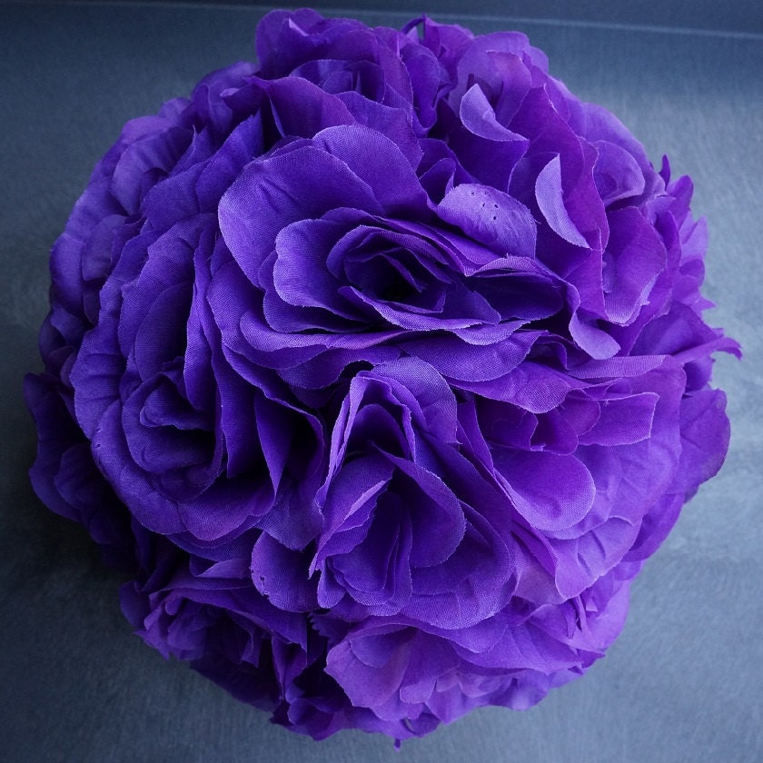 Silk kissing pomander flower ball 10 PURPLE by CODWholesale