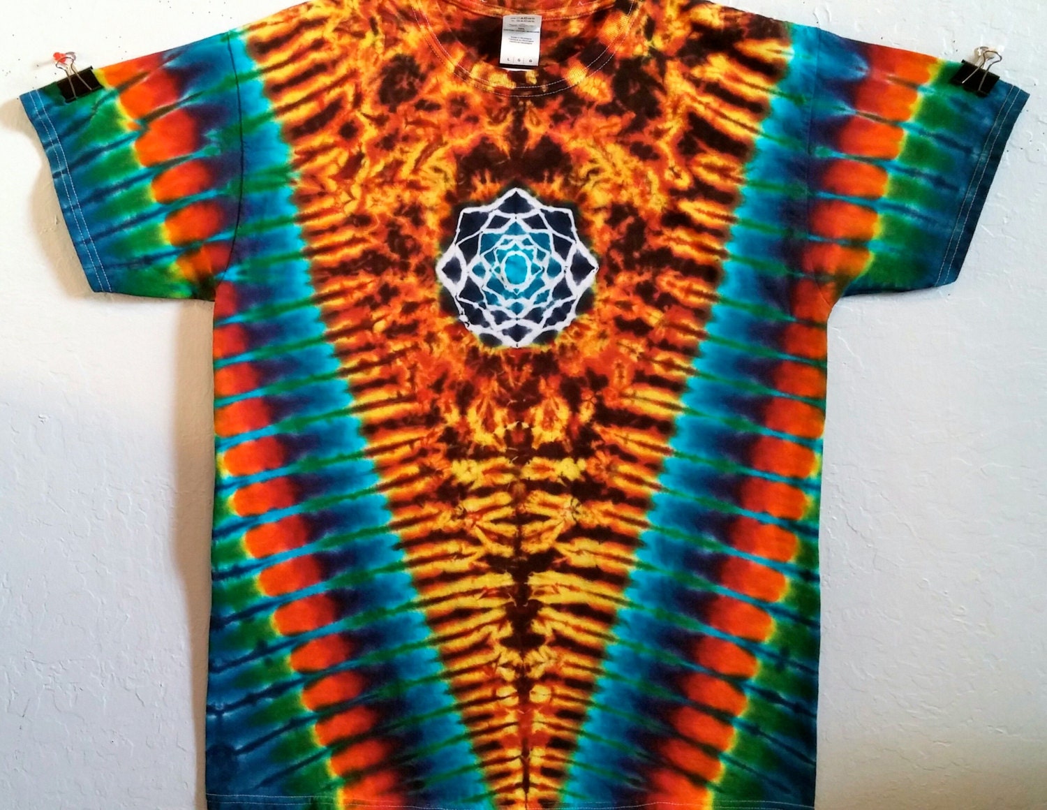 Fire V Rainbow Mandala Tie Dye Shirt
