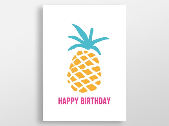 Happy Birthday Pineapple Greeting Card Funny by JandoDesign