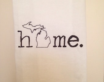 Home themed Flour Sack Tea Towel Michigan