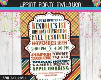 Fall Festival Birthday Party - Autumn Party - Invitation - Printable -