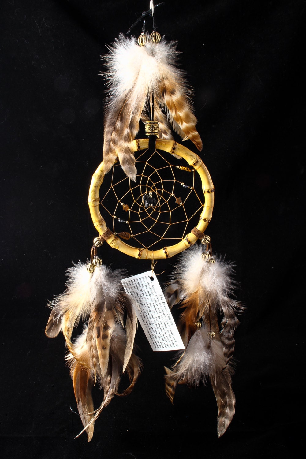 Handmade Dreamcatcher In Natural Colors With A Black Horse