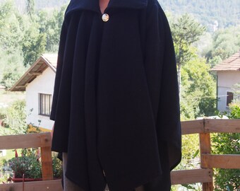 Wool Coat Аsymmetric Coat Plus Size Long Wool Cardigan Wool Poncho & Nara PV004