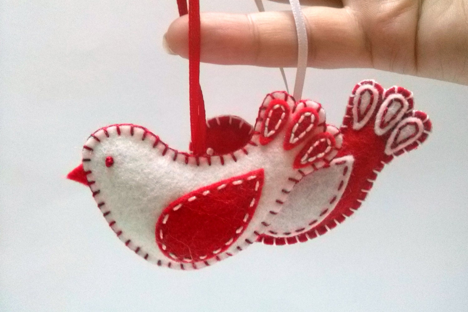 Design Felt Christmas Ornaments felt christmas ornaments bird ornament red white bird