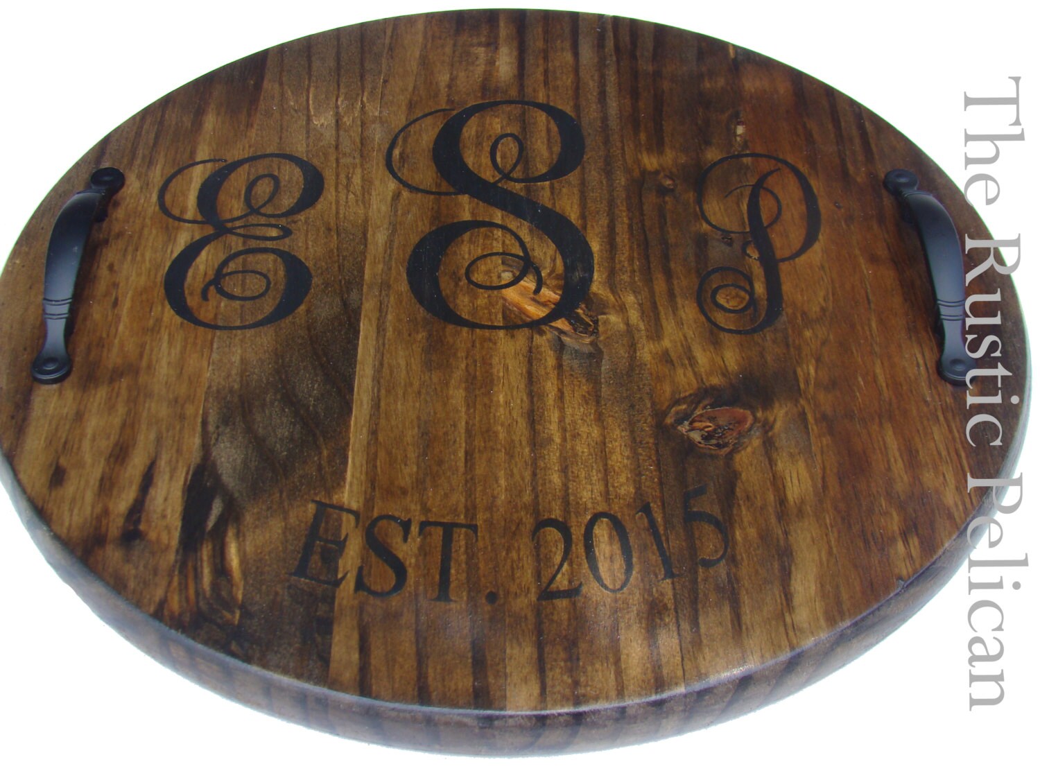 Wine Barrel Personalized Monogram Lazy Susan Wood Wine
