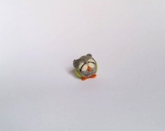 Little needle felted owl, miniature quirky felt owl