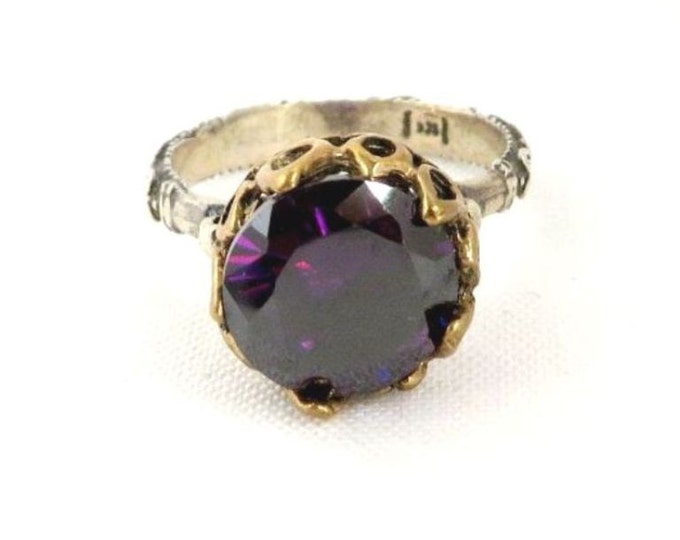 Vintage Purple Topaz Two Tone Sterling Silver Ring