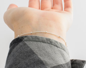 Sterling silver bracelet | Delicate layering bracelet, Thin satellite chain bracelet, Petite bracelet, Silver jewelry