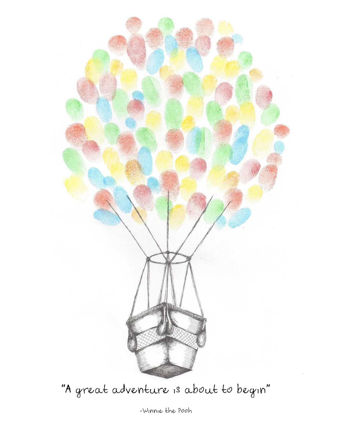 Instant Download Hot Air Balloon Fingerprint Guest Book