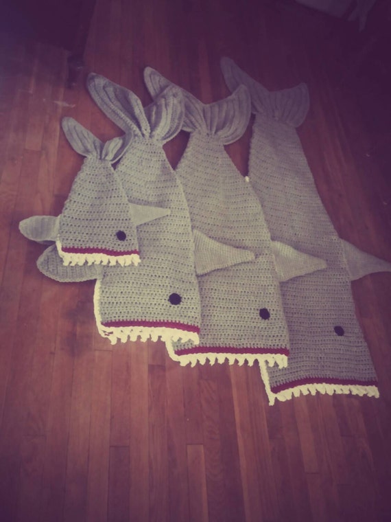 Crochet Shark Blanket Cocoon wrap snuggie cozy
