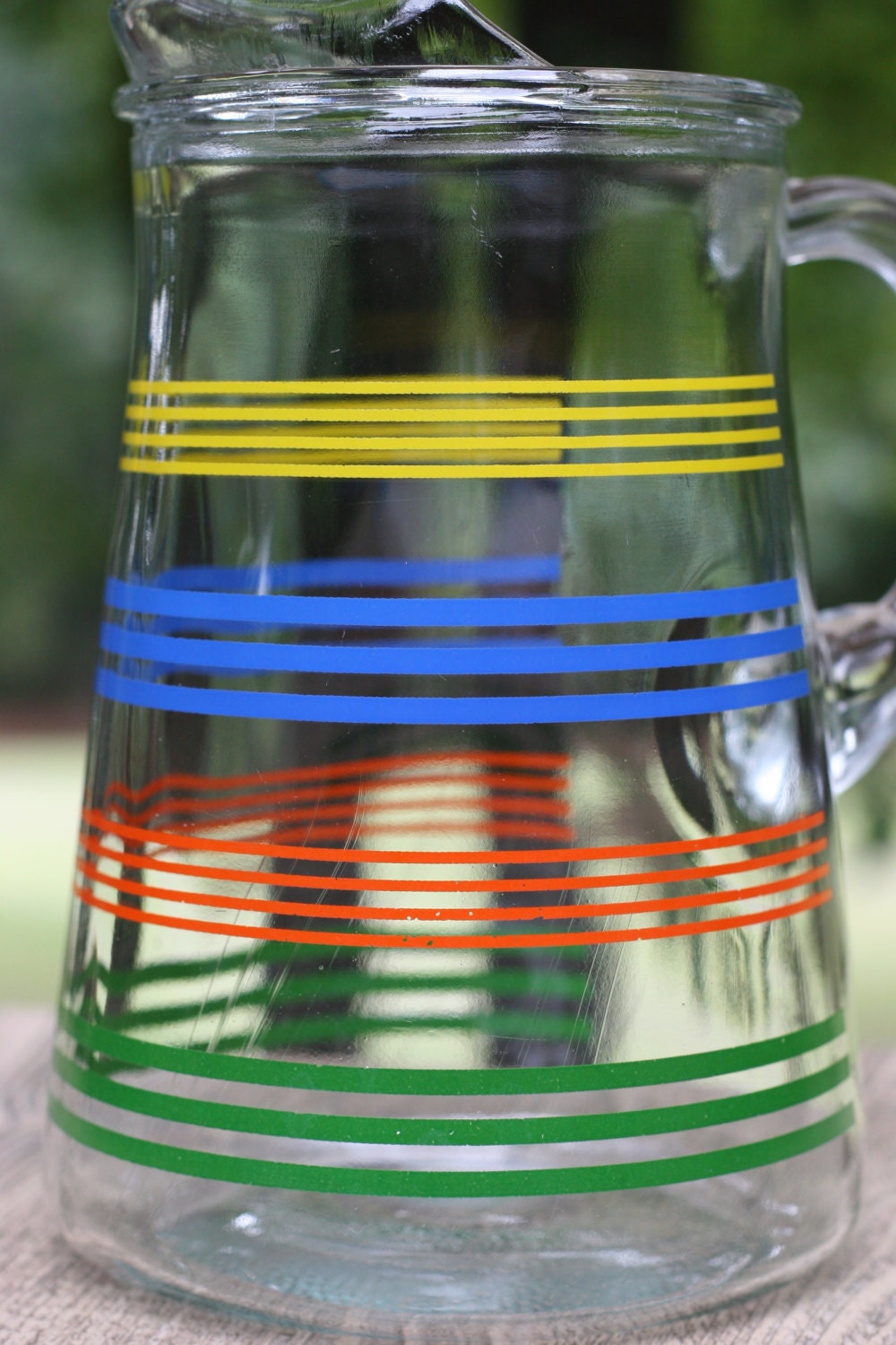 Mid Century Striped Pitcher Vintage Striped By Theretrobeehive 8180