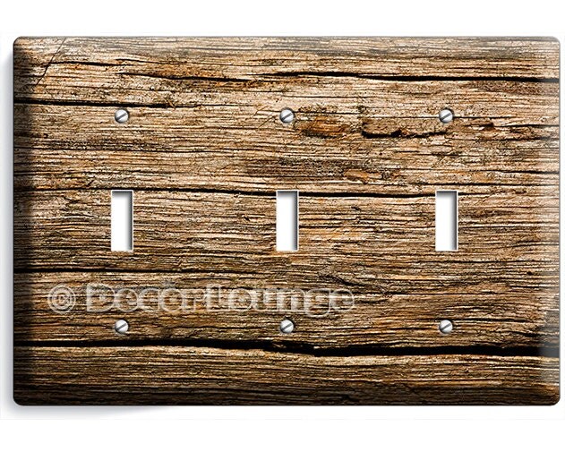 Rustic light switch | Etsy - Worn out old rustic wood planks triple light switch wall plate cover  kitchen, dining, bedroom log forest cabin decoration room art decor