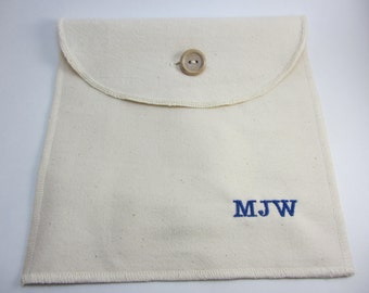 Personalized Reusable Organic Cotton Sandwich / Snack Bag