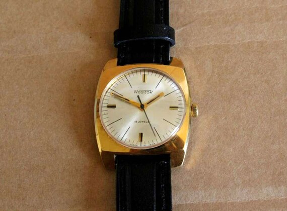 Vintage Soviet men's wrist watch Wostok,gold plated AU-10