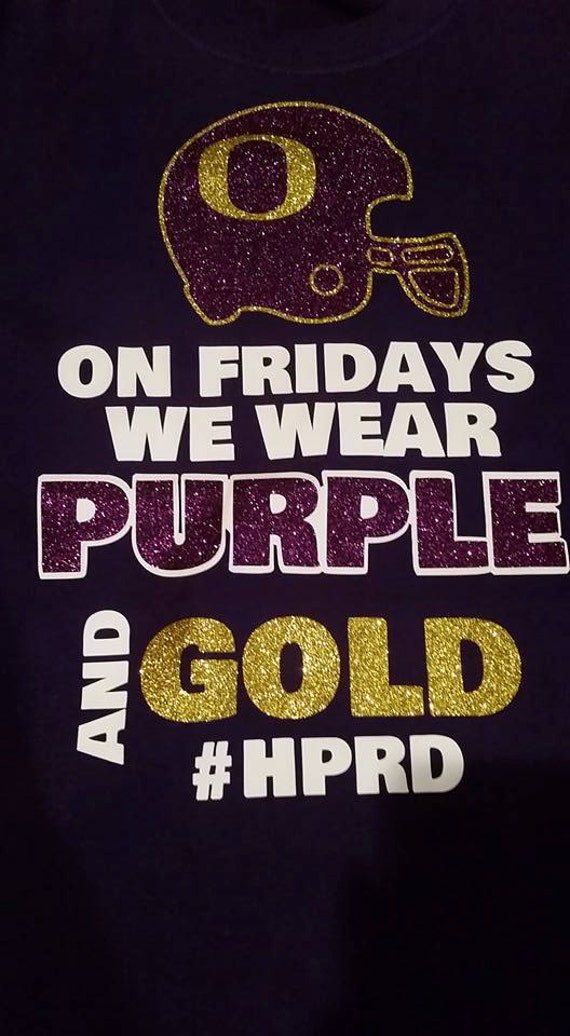 Items similar to On Fridays we wear purple and gold! custom football