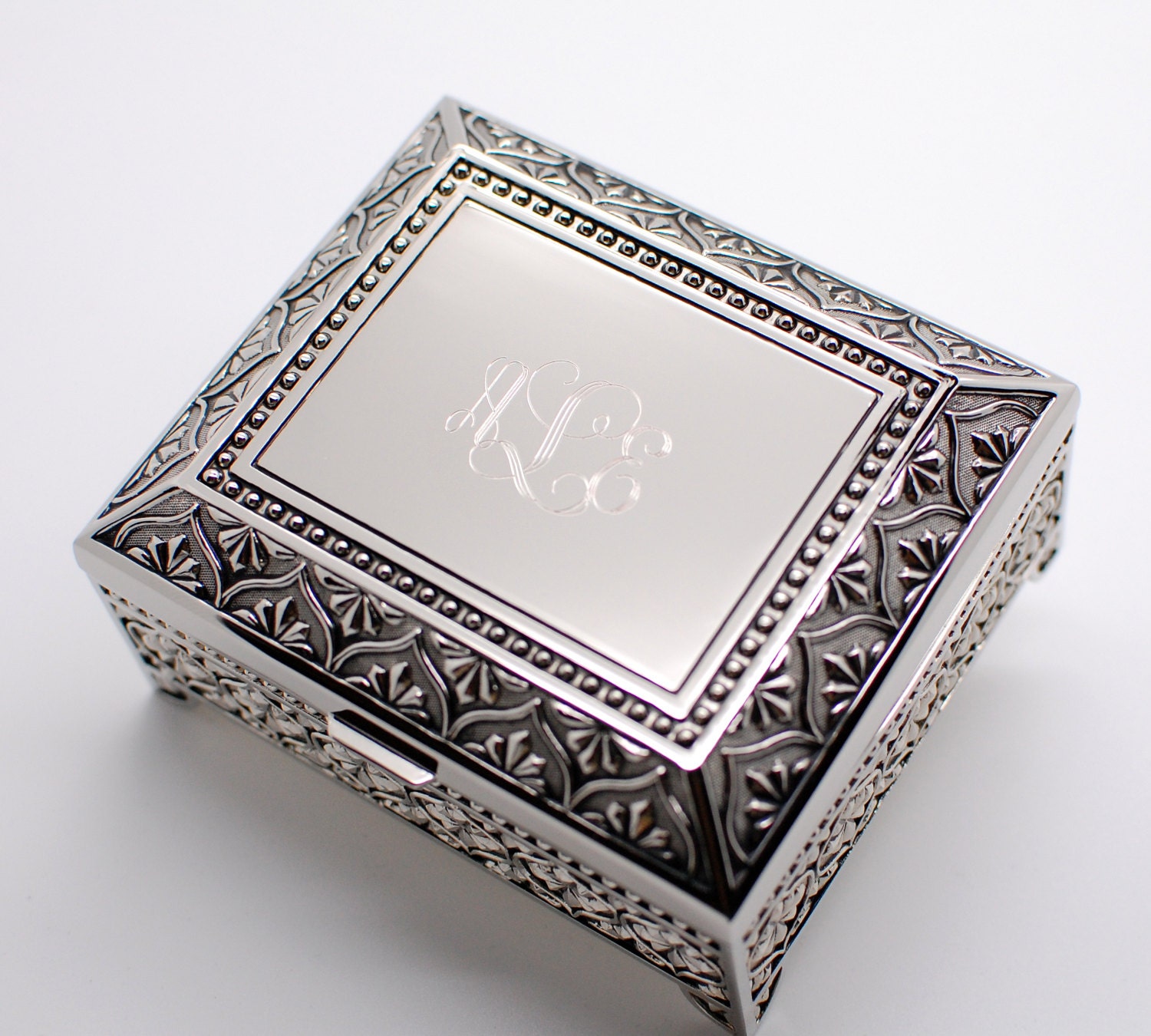 Monogrammed jewelry box personalized jewelry box 4 Inch