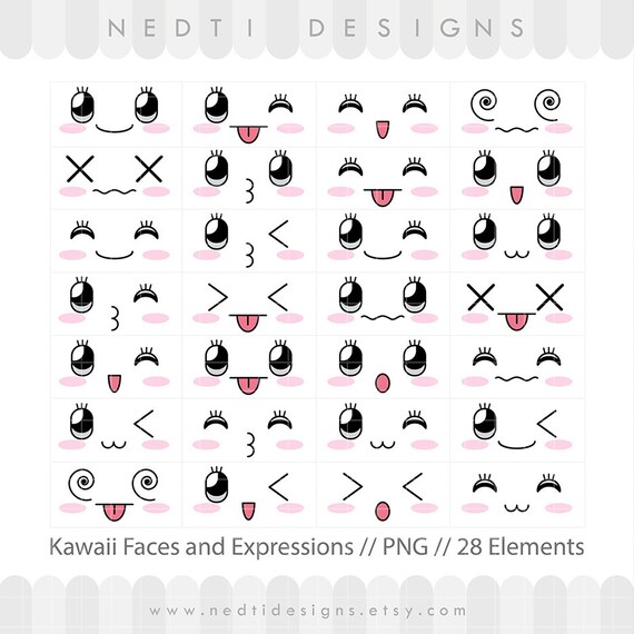 28 Kawaii Cute Faces Clipart Face Expressions Overlay Clip