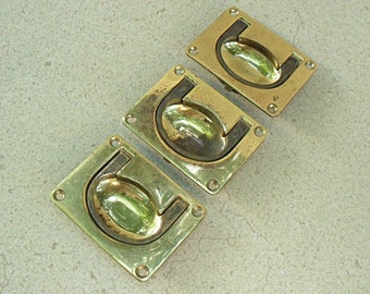 Vintage brass drawer Pulls, drawer handles , England 1970s