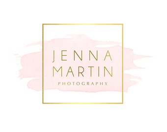 Pre-made Logo Design & Photo Watermark - Watercolor logo - Blog Header - Website Logo - Gold Logo - Square Watermark - Photography Logo 762