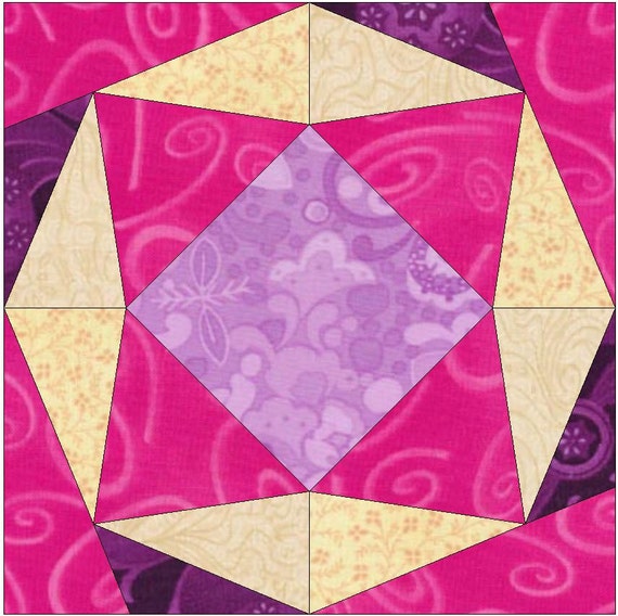 Diamond Ring Paper Template Quilting Block Pattern PDF