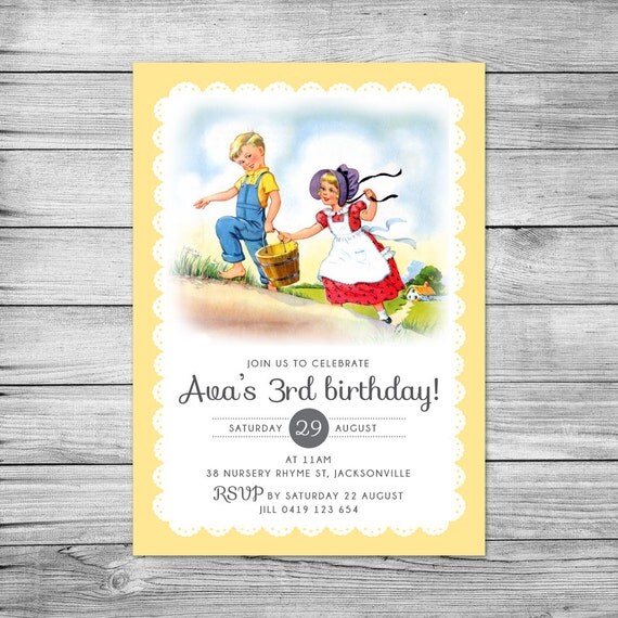 Jack and Jill birthday invitation / Nursery rhyme by