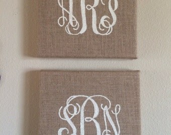 12x12 Monogram Burlap Canvas
