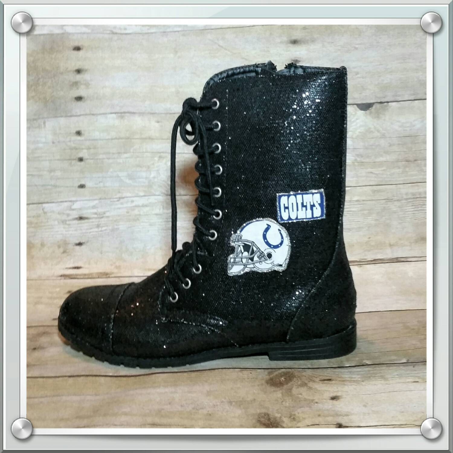 combat boots glitter