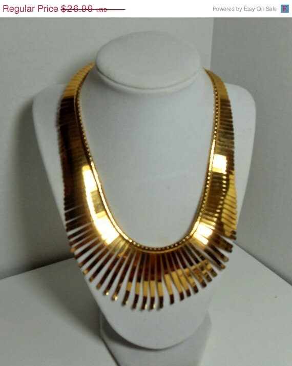 SALE Gold bib necklace large statement by GingersLittleGems