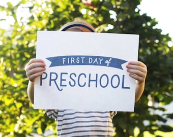 Printable First Day of School Signs / Instant Download / Preschool - Pre-K - 12th Grade / Simple & Modern / Photo Prop / All Grades